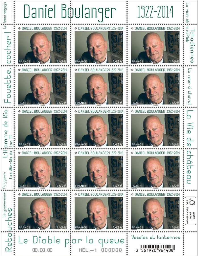 Planche de timbres Daniel Boulanger éditée par La Poste le 24 janvier 2022