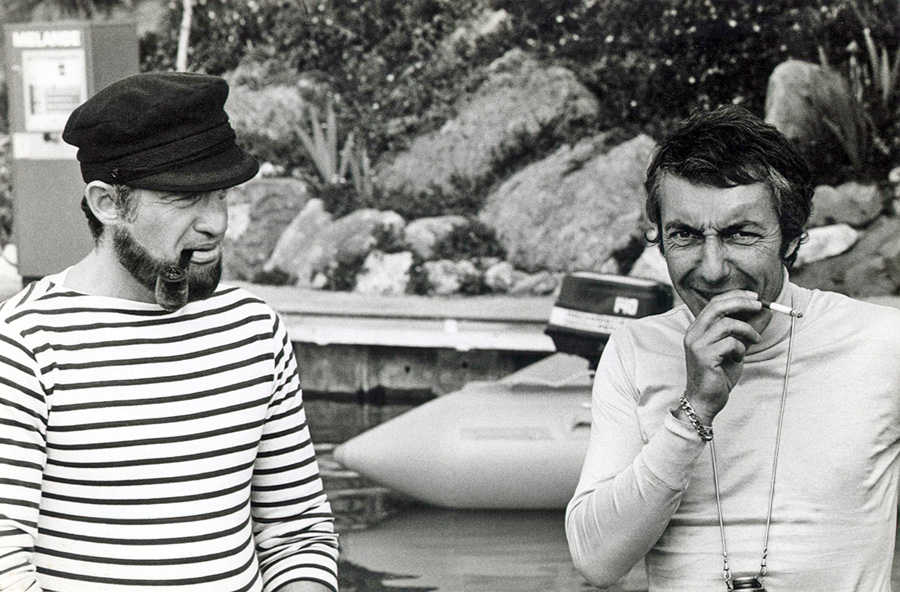 Jean-Paul Belmondo et Philippe de Broca sur le tournage de L'Incorrigible (1975) - DR