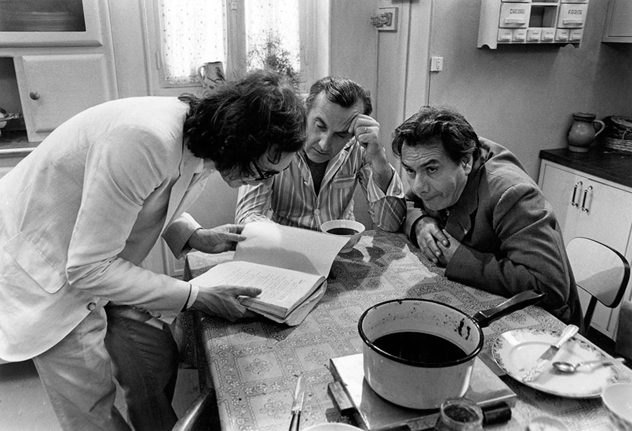 Pascal Thomas, Daniel Ceccaldi et Michel Galabru en 1978 sur le tournage de Confidences pour confidences - © collection Pascal Thomas