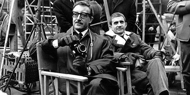 Blake Edwards et Peter Sellers sur le tournage de La Panthère rose (1963)