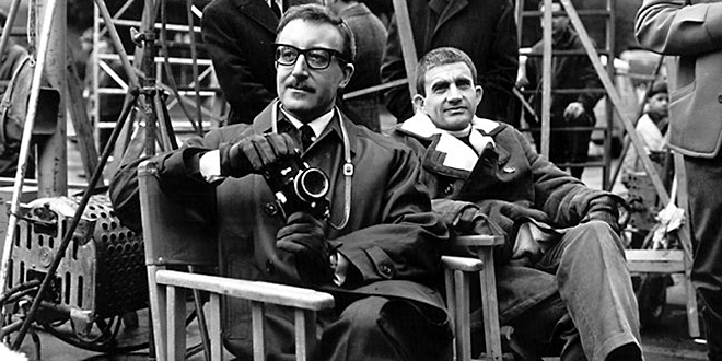 Blake Edwards et Peter Sellers sur le tournage de La Panthère rose (1963)