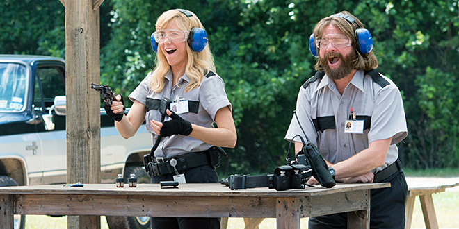 Kristen Wiig et Zach Galifianakis dans Les Cerveaux (Jared Hess, 2016)