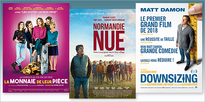 sorties Comédie du 10 janvier 2018 : La Monnaie de leur pièce, Normandie nue, Downsizing