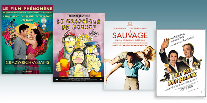 sorties Comédie du 7 novembre 2018 : Crazy Rich Asians, Le Graphique de Boscop (1976), Le Sauvage (1975), Tout feu tout flamme (1981)