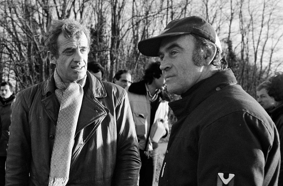 Rémy Julienne et Jean-Paul Belmondo sur le tournage du Guignolo de Georges Lautner à Épinay-sur-Seine en 1979 © Daniel Simon/Gamma-Rapho