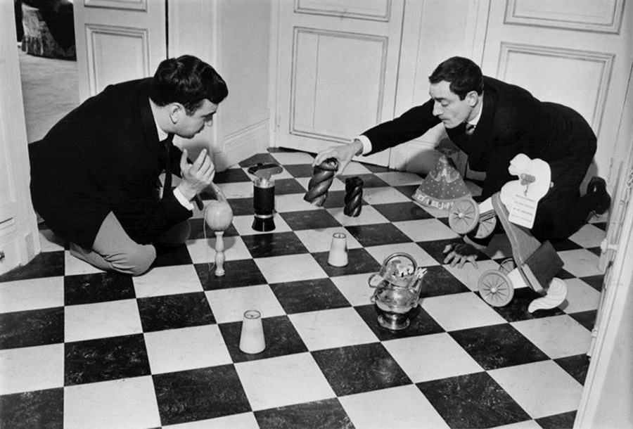 Jean-Claude Carrière et Pierre Étaix sur le tournage du Soupirant en 1962 - © DR