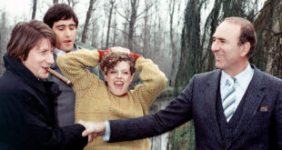 Jacques Dutronc, Gérard Lanvin, Anne Jousset et Jean-Pierre Marielle sur le tournage de L'Entourloupe (Gérard Pirès, 1980)