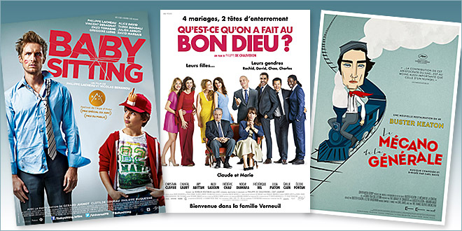 Toutes les sorties Comédie du 16 avril 2014 : Babysitting, Qu'est-ce qu'on a fait au Bon Dieu ?, Le Mécano de la General (reprise).